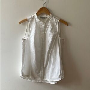 All Saints Sleeveless White Button-Front Band Collar Top NWOT